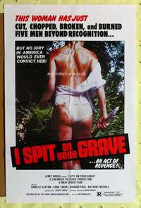 d340 I SPIT ON YOUR GRAVE one-sheet movie poster '78 an act of revenge!