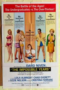 d344 IMPOSSIBLE YEARS one-sheet movie poster '68 David Niven, Ferrare