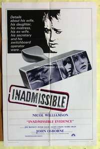 d347 INADMISSIBLE EVIDENCE one-sheet movie poster '68 Nicol Williamson