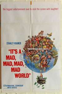 d359 IT'S A MAD, MAD, MAD, MAD WORLD style A one-sheet movie poster '64