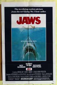 d365 JAWS one-sheet movie poster '75 Steven Spielberg classic shark!