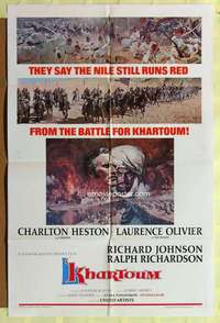 d374 KHARTOUM style B one-sheet movie poster '66 Charlton Heston, Olivier