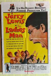 d383 LADIES' MAN one-sheet movie poster '61 Jerry Lewis screwball comedy!