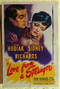 d412 LOVE FROM A STRANGER one-sheet movie poster '47 Sylvia Sidney