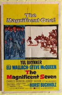 d430 MAGNIFICENT SEVEN one-sheet movie poster '60 Yul Brynner, McQueen