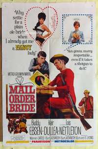 d437 MAIL ORDER BRIDE one-sheet movie poster '64 Buddy Ebsen, Dullea