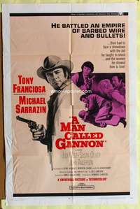 d444 MAN CALLED GANNON one-sheet movie poster '69 Tony Franciosa, western!