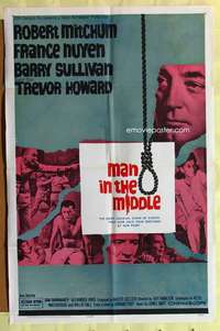 d454 MAN IN THE MIDDLE one-sheet movie poster '64 Robert Mitchum, Nuyen