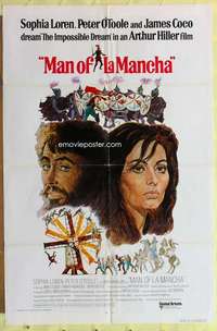 d455 MAN OF LA MANCHA int'l one-sheet movie poster '72 Peter O'Toole, Loren