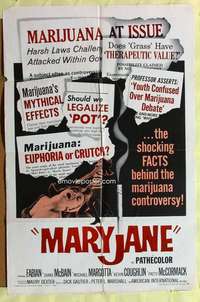 d479 MARYJANE one-sheet movie poster '68 marijuana, drugs, Fabian!