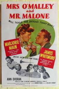 d506 MRS O'MALLEY & MR MALONE one-sheet movie poster '51 Marjorie Main