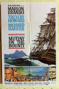 d514 MUTINY ON THE BOUNTY style B one-sheet movie poster '62 Marlon Brando