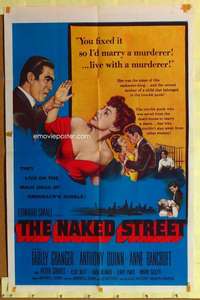 d519 NAKED STREET one-sheet movie poster '55 Farley Granger, Anne Bancroft