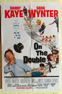 d539 ON THE DOUBLE one-sheet movie poster '61 Danny Kaye, sexy Diana Dors!