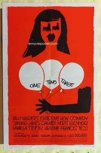 d542 ONE TWO THREE one-sheet movie poster '62 Billy Wilder, Saul Bass art!