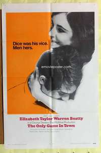 d544 ONLY GAME IN TOWN int'l one-sheet movie poster '69 Elizabeth Taylor, Beatty