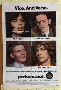d561 PERFORMANCE signed one-sheet movie poster '70 Nicolas Roeg, Mick Jagger