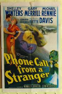 d564 PHONE CALL FROM A STRANGER one-sheet movie poster '52 Bette Davis