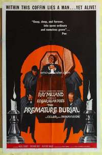 d579 PREMATURE BURIAL one-sheet movie poster '62 Ray Milland, Hazel Court
