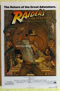 d599 RAIDERS OF THE LOST ARK one-sheet movie poster R82 Harrison Ford