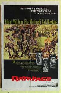 d601 RAMPAGE one-sheet movie poster '63 Robert Mitchum, Elsa Martinelli
