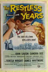 d608 RESTLESS YEARS one-sheet movie poster '58 John Saxon, Sandra Dee