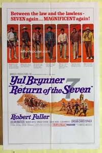 d612 RETURN OF THE SEVEN one-sheet movie poster '66 Yul Brynner