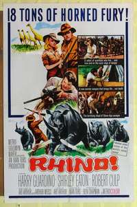 d613 RHINO one-sheet movie poster '64 Africa, 18 tons of horned fury!