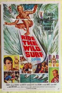 d617 RIDE THE WILD SURF one-sheet movie poster '64 Fabian, great image!