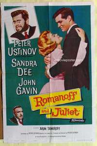 d628 ROMANOFF & JULIET one-sheet movie poster '61 Peter Ustinov, Sandra Dee