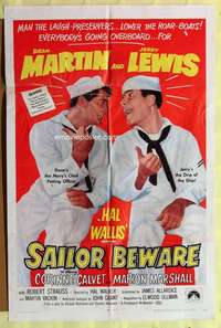d635 SAILOR BEWARE one-sheet movie poster R68 Dean Martin & Jerry Lewis!