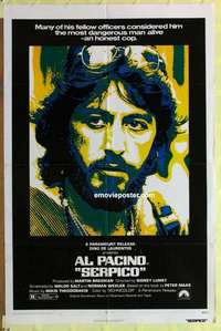 d657 SERPICO one-sheet movie poster '74 Al Pacino crime classic!