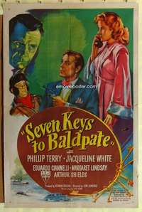d659 SEVEN KEYS TO BALDPATE one-sheet movie poster '47 Jacqueline White