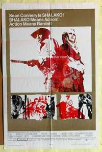 d668 SHALAKO one-sheet movie poster '68 Sean Connery, Brigitte Bardot