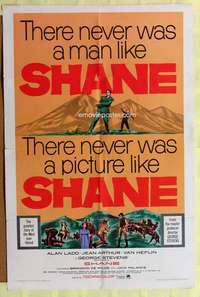 d670 SHANE one-sheet movie poster R66 Alan Ladd, Jean Arthur, Van Heflin
