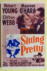 d685 SITTING PRETTY one-sheet movie poster R60s Robert Young, Belvedere