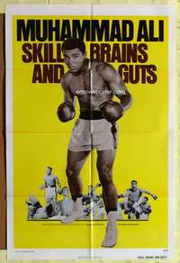 d691 SKILL BRAINS & GUTS one-sheet movie poster '75 Muhammad Ali, boxing!