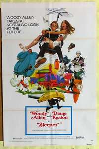 d696 SLEEPER one-sheet movie poster '74 Woody Allen, Diane Keaton, wacky!