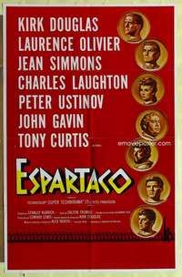 d709 SPARTACUS Spanish/U.S. one-sheet movie poster '61 Kubrick, Kirk Douglas