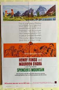 d711 SPENCER'S MOUNTAIN one-sheet movie poster '63 Henry Fonda, O'Hara
