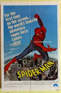 d712 SPIDERMAN one-sheet movie poster '77 Marvel Comic, cool image!