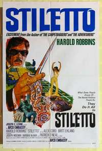 d738 STILETTO one-sheet movie poster '69 Harold Robbins, Britt Ekland