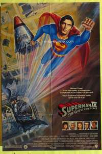 d759 SUPERMAN 4 one-sheet movie poster '87 super hero Christopher Reeve!