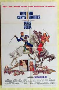 d777 TARAS BULBA style B one-sheet movie poster '62 Tony Curtis, Yul Brynner