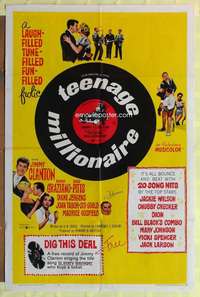 d785 TEENAGE MILLIONAIRE one-sheet movie poster '61 Jimmy Clanton, rock!