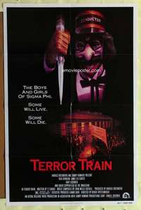d798 TERROR TRAIN 1sh '80 Ben Johnson, Jamie Lee Curtis, art of masked killer Derek McKinnon!