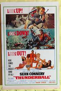 d822 THUNDERBALL one-sheet movie poster R80 Sean Connery as James Bond!