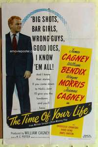 d831 TIME OF YOUR LIFE one-sheet movie poster '47 James Cagney, Saroyan