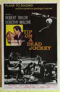 d834 TIP ON A DEAD JOCKEY one-sheet movie poster '57 Robert Taylor, Malone