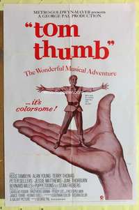 d837 TOM THUMB one-sheet movie poster R70 George Pal, tiny Russ Tamblyn!